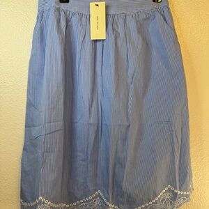 Skies are Blue Coquette Blue And White Coquette Knee Length Striped Skirt XS